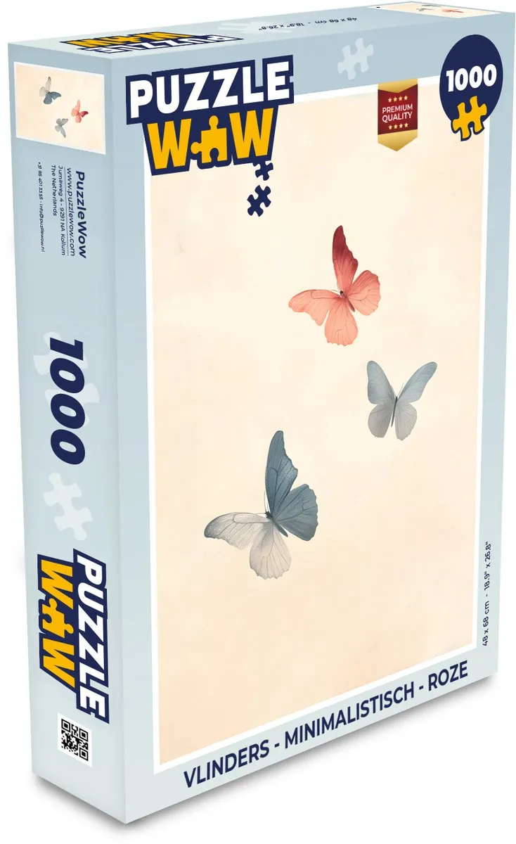PuzzleWow Vlinders Legpuzzel 1000 Stuks - Roze