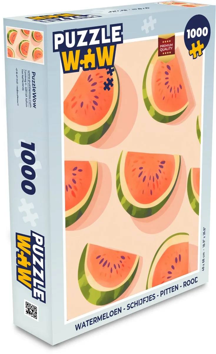 PuzzleWow Watermeloen Legpuzzel 1000 Stukken - Rood