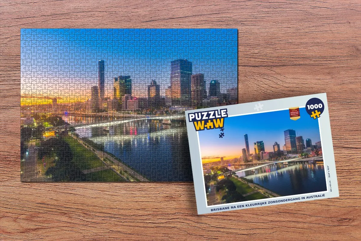 PuzzleWow Brisbane Zonsondergang Legpuzzel 1000 Stuks - Multicolor