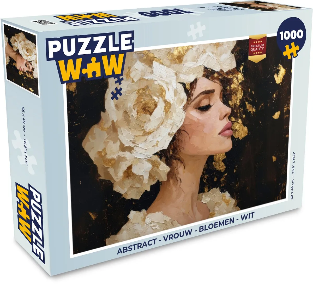 PuzzleWow Abstract Vrouw Bloemen Legpuzzel 1000 Stuks - Wit