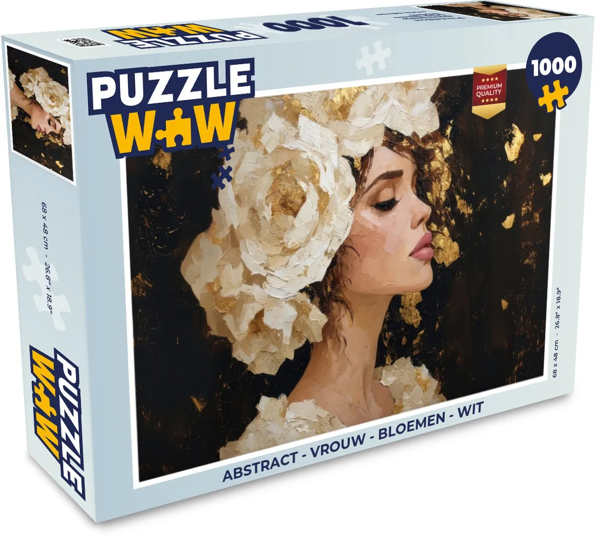 PuzzleWow Abstract Vrouw Bloemen Legpuzzel 1000 Stuks - Wit