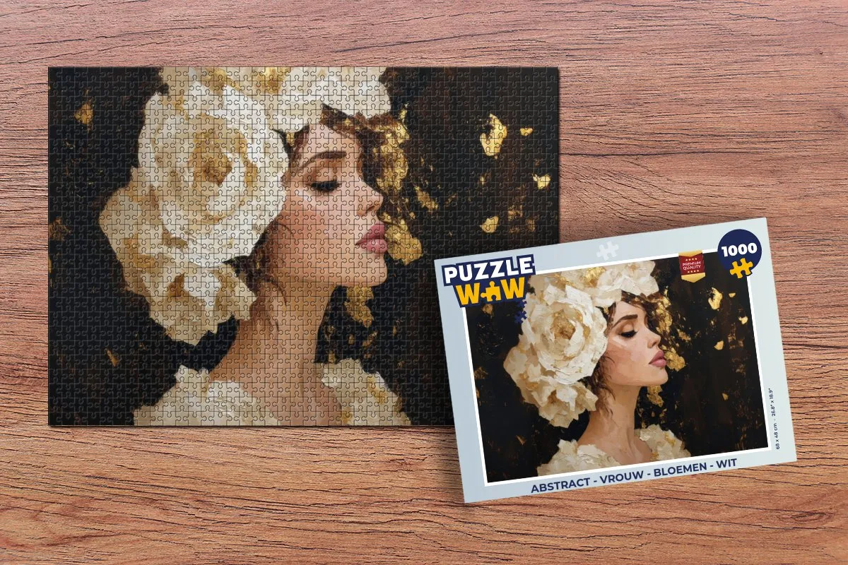 PuzzleWow Abstract Vrouw Bloemen Legpuzzel 1000 Stuks - Wit