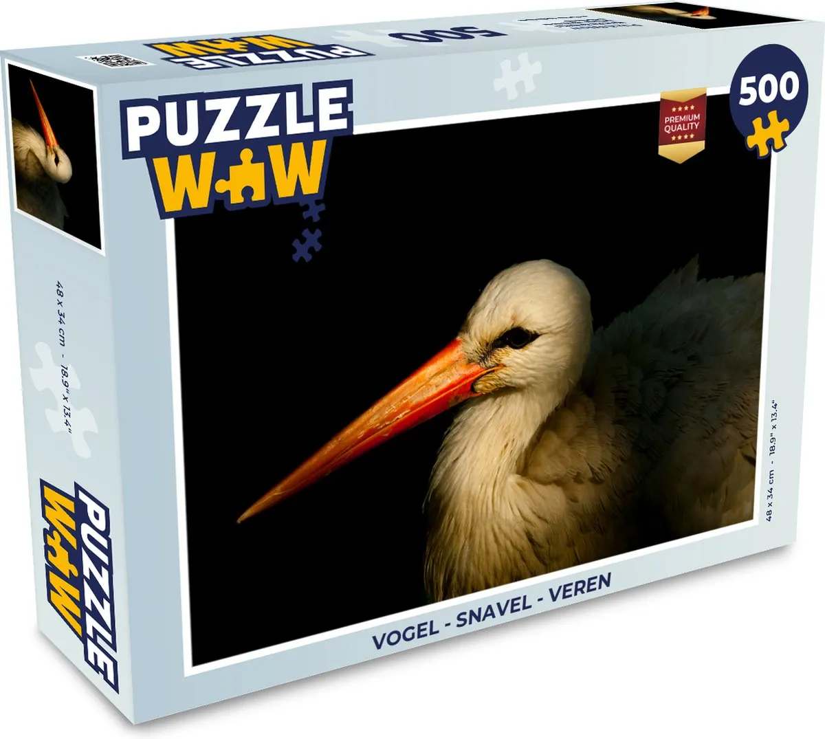 PuzzleWow Vogel - Snavel - Veren Legpuzzel 500 Stuks - Multicolor