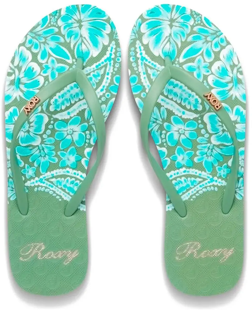 Roxy New Viva Printed Slippers - Teenslipper 38 - Oil Green