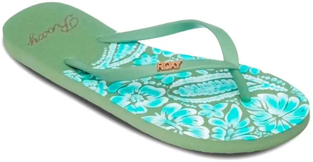 Roxy New Viva Printed Slippers - Teenslipper 38 - Oil Green