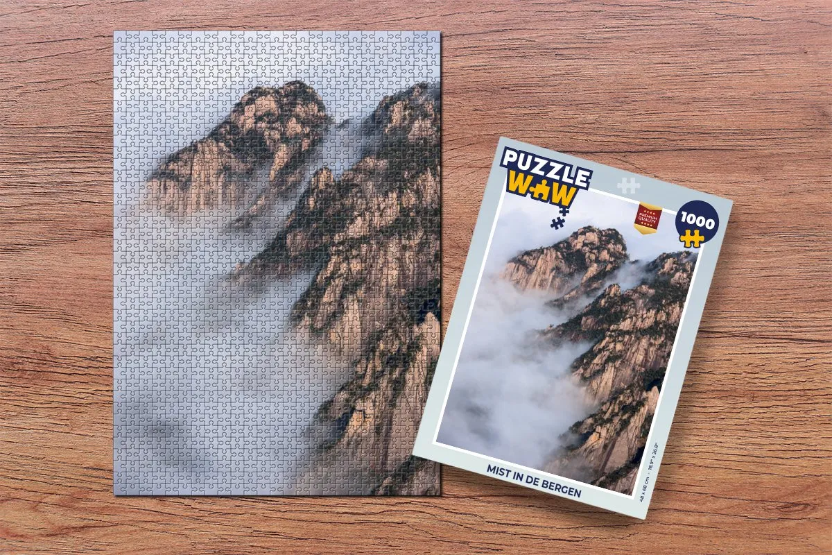 PuzzleWow Legpuzzel Mist in de Bergen 1000 Stuks - Multicolor