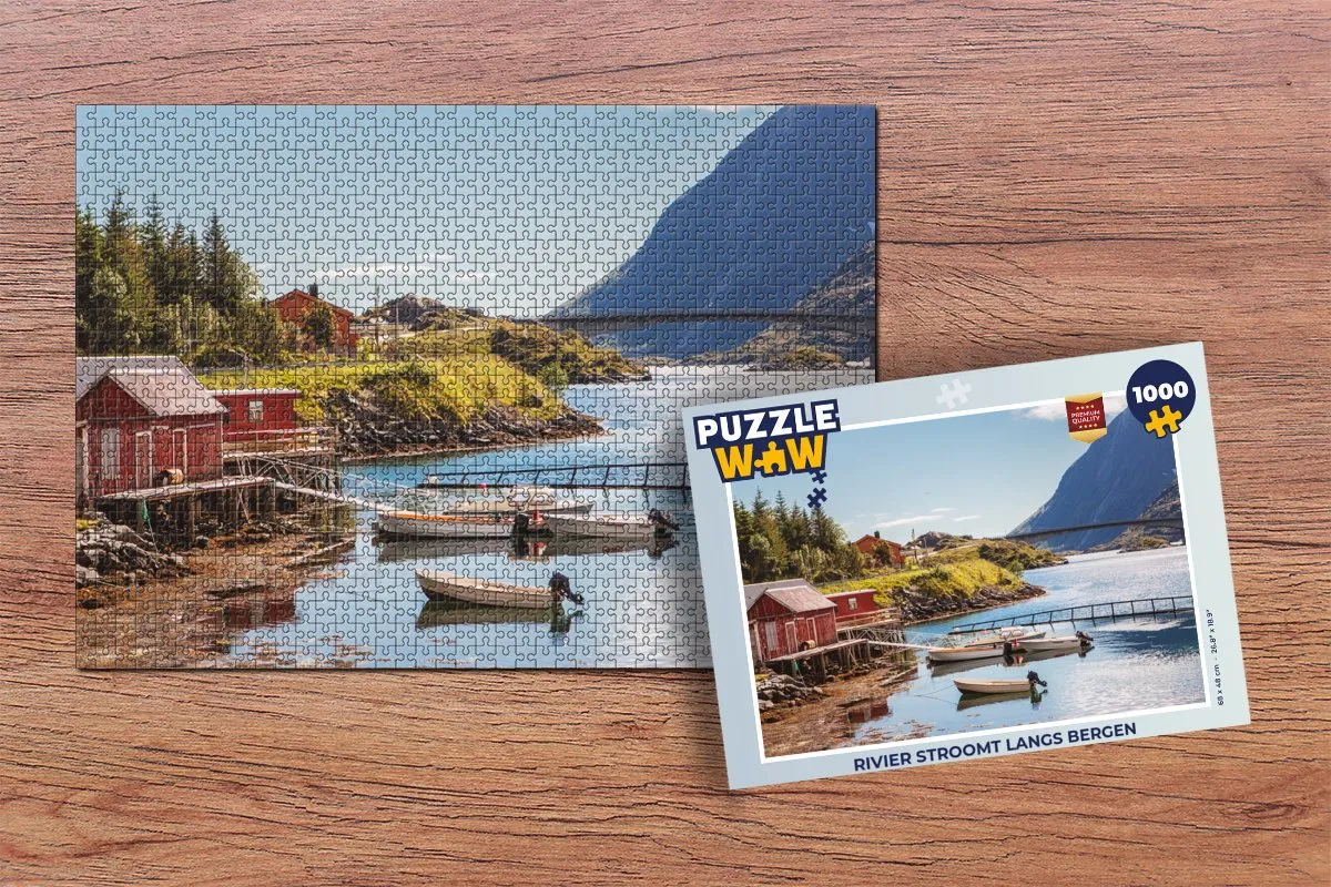 PuzzleWow Rivier stroomt langs bergen Legpuzzel 1000 Stuks - Multicolor