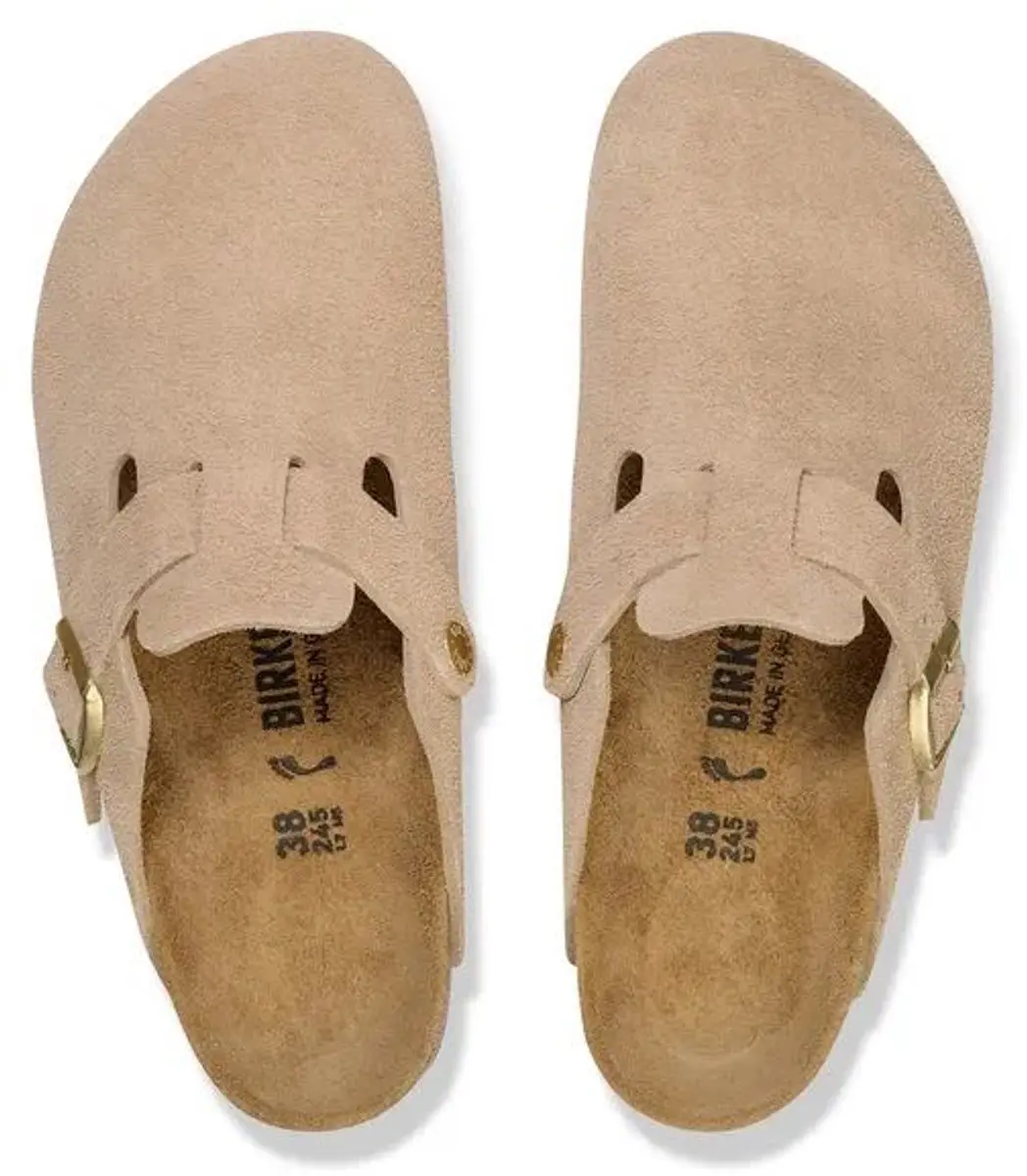 Birkenstock Boston BS Suede Slides - 37 - Beige