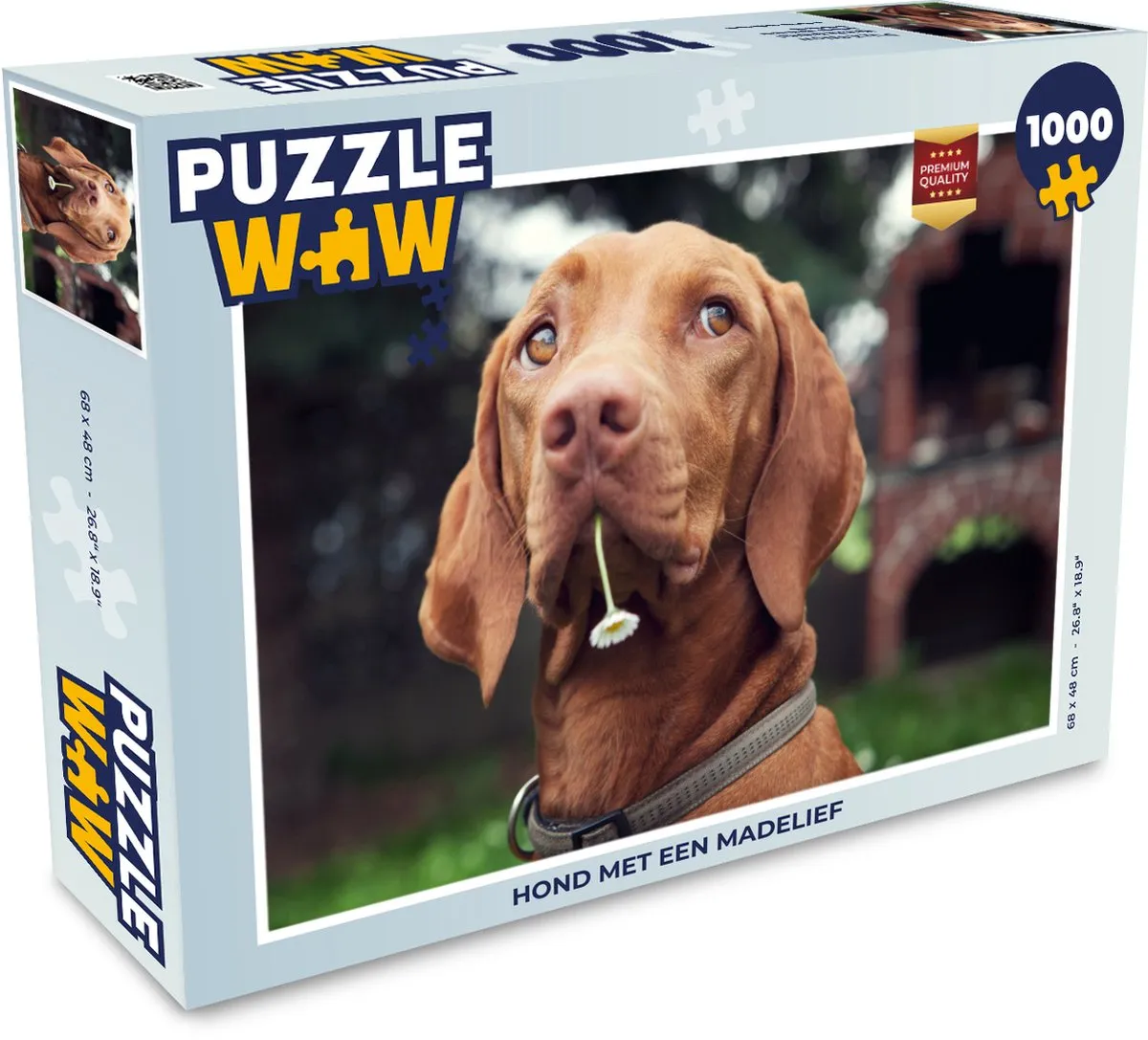 PuzzleWow Hond Bloemen Madelief Legpuzzel 1000 Stuks - Multicolor