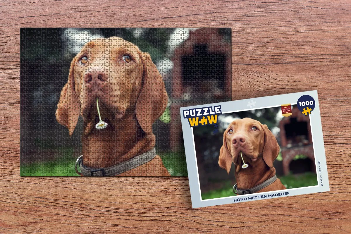 PuzzleWow Hond Bloemen Madelief Legpuzzel 1000 Stuks - Multicolor