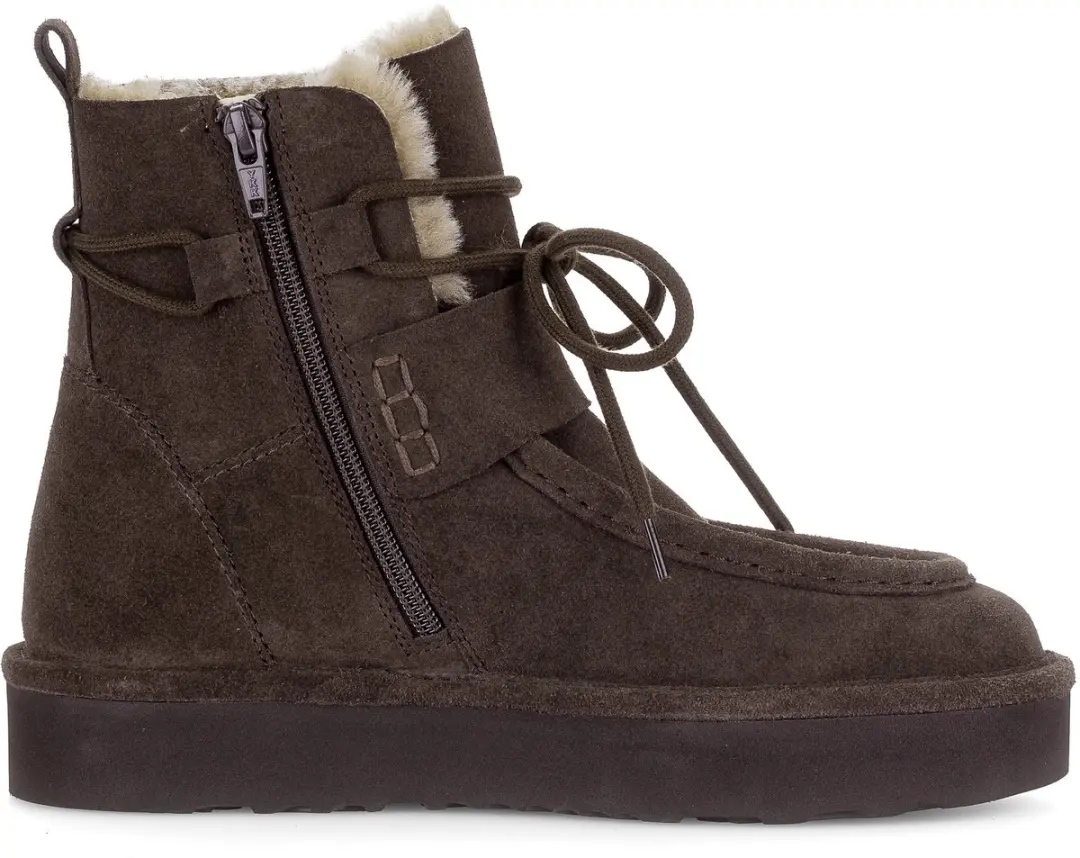 Gabor Dames Enkellaarsjes Suede Rits 7821 5 - Donkerbruin - Maat 40