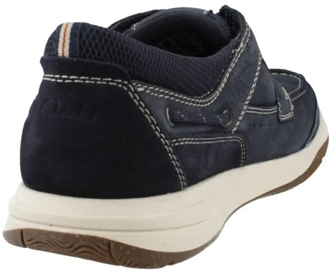 Clarks Sailview Lace Leren Bootschoenen - Marineblauw