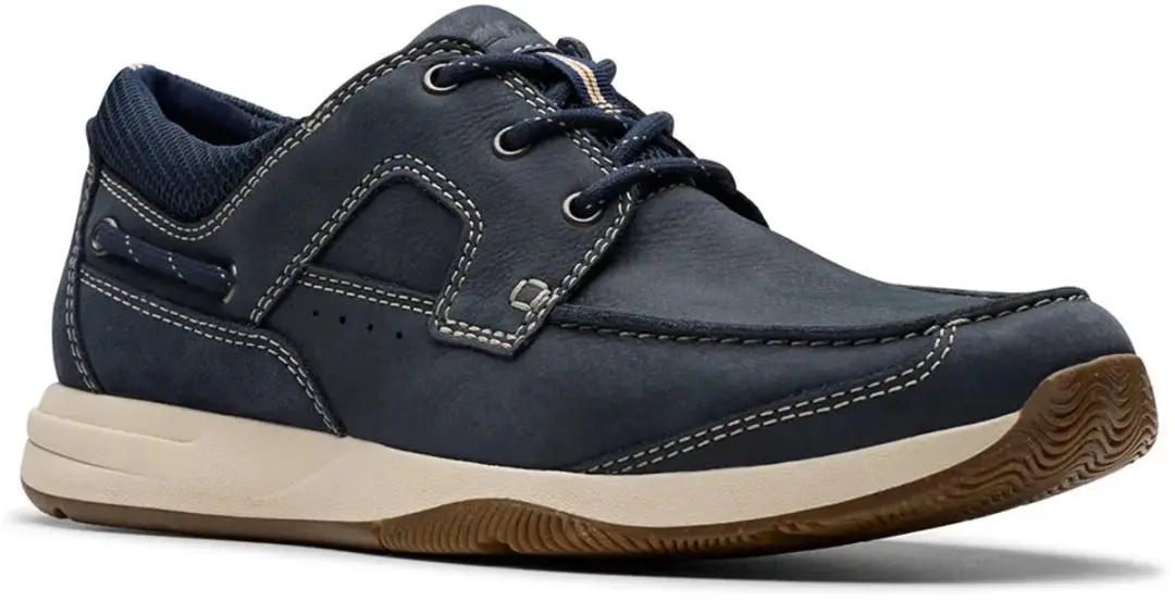 Clarks Sailview Lace Leren Bootschoenen - Marineblauw