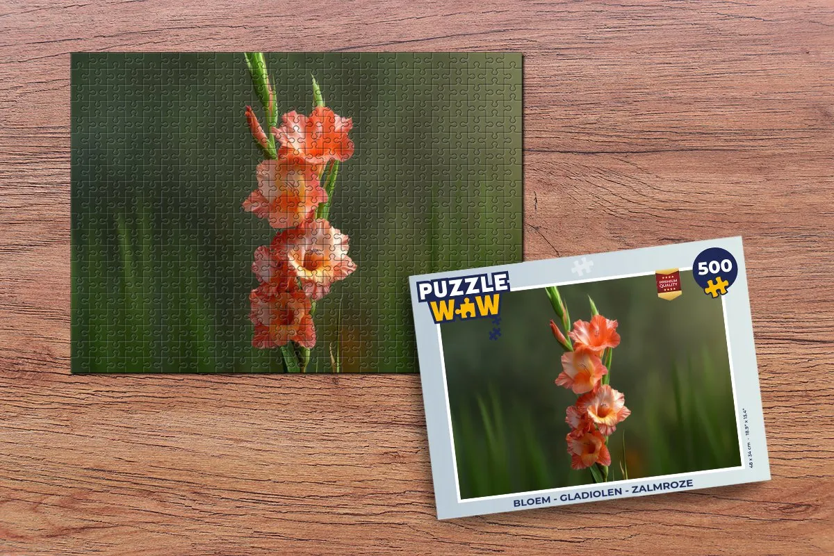 PuzzleWow Gladiolen Legpuzzel 500 Stuks - Zalmroze