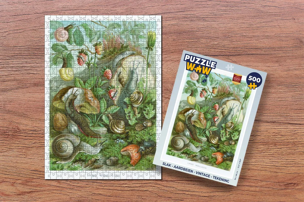 PuzzleWow Slak Aardbeien Vintage Legpuzzel 500 Stuks - Multicolor