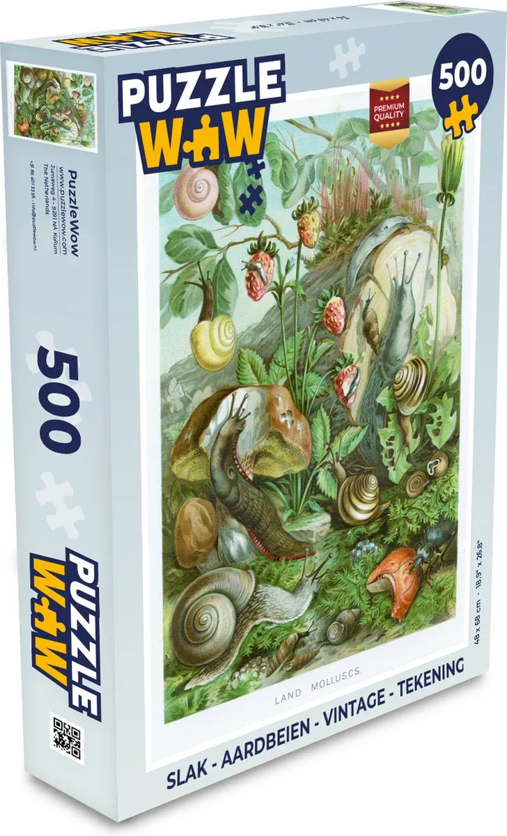 PuzzleWow Slak Aardbeien Vintage Legpuzzel 500 Stuks - Multicolor