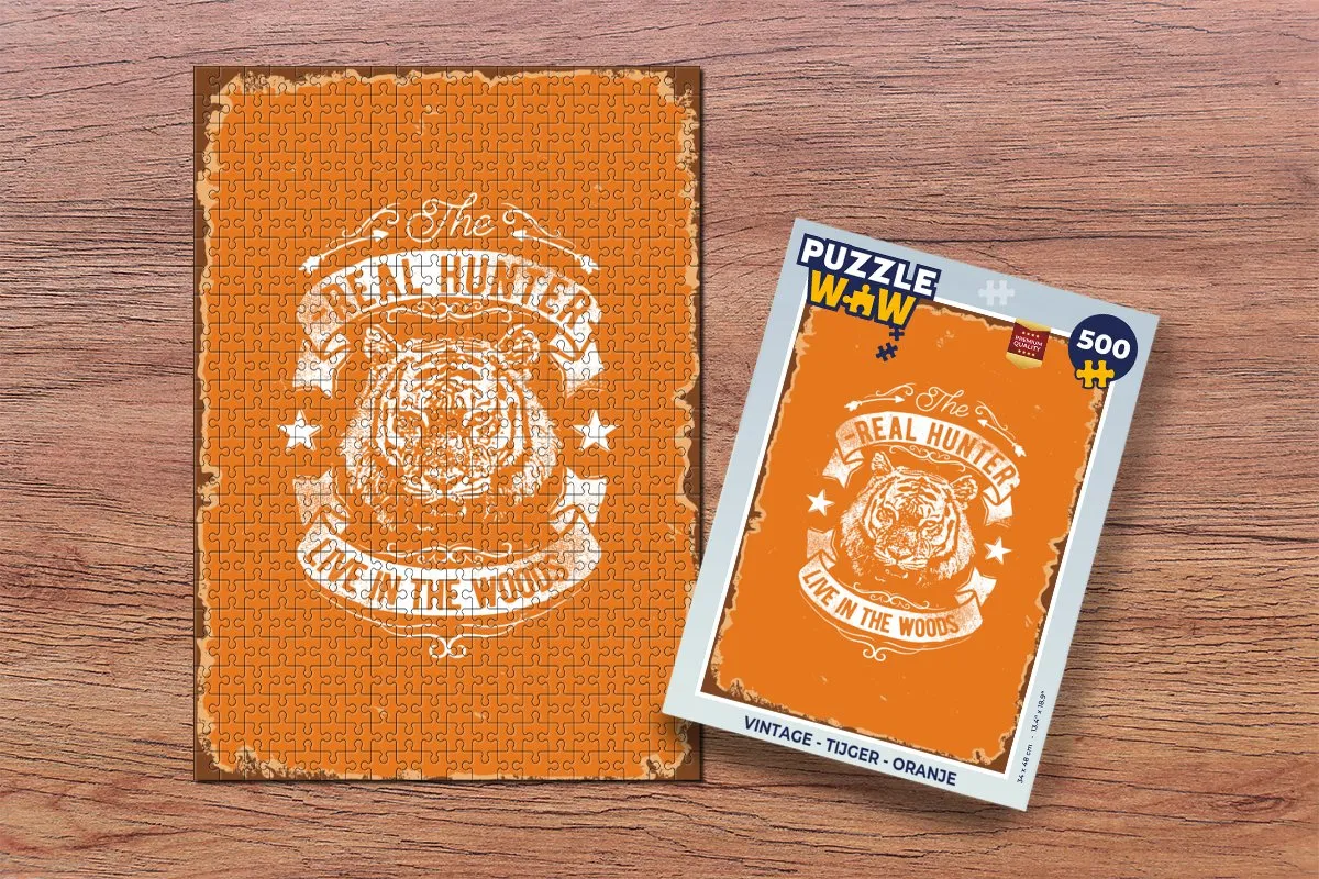 PuzzleWow Vintage Tijger Legpuzzel 500 Stuks - Multicolor