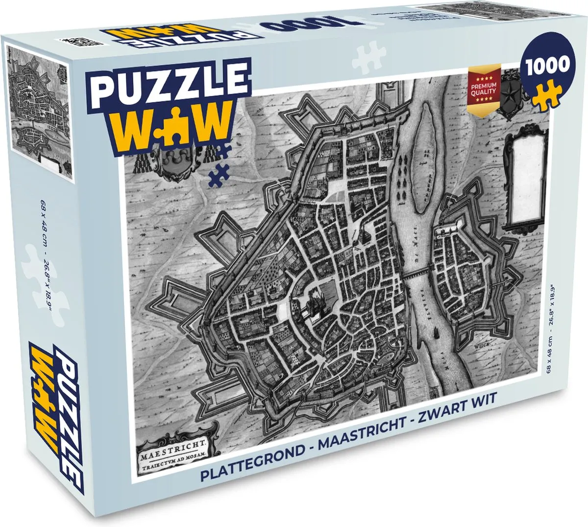 PuzzleWow Maastricht Legpuzzel 1000 Stuks - Zwart/Wit