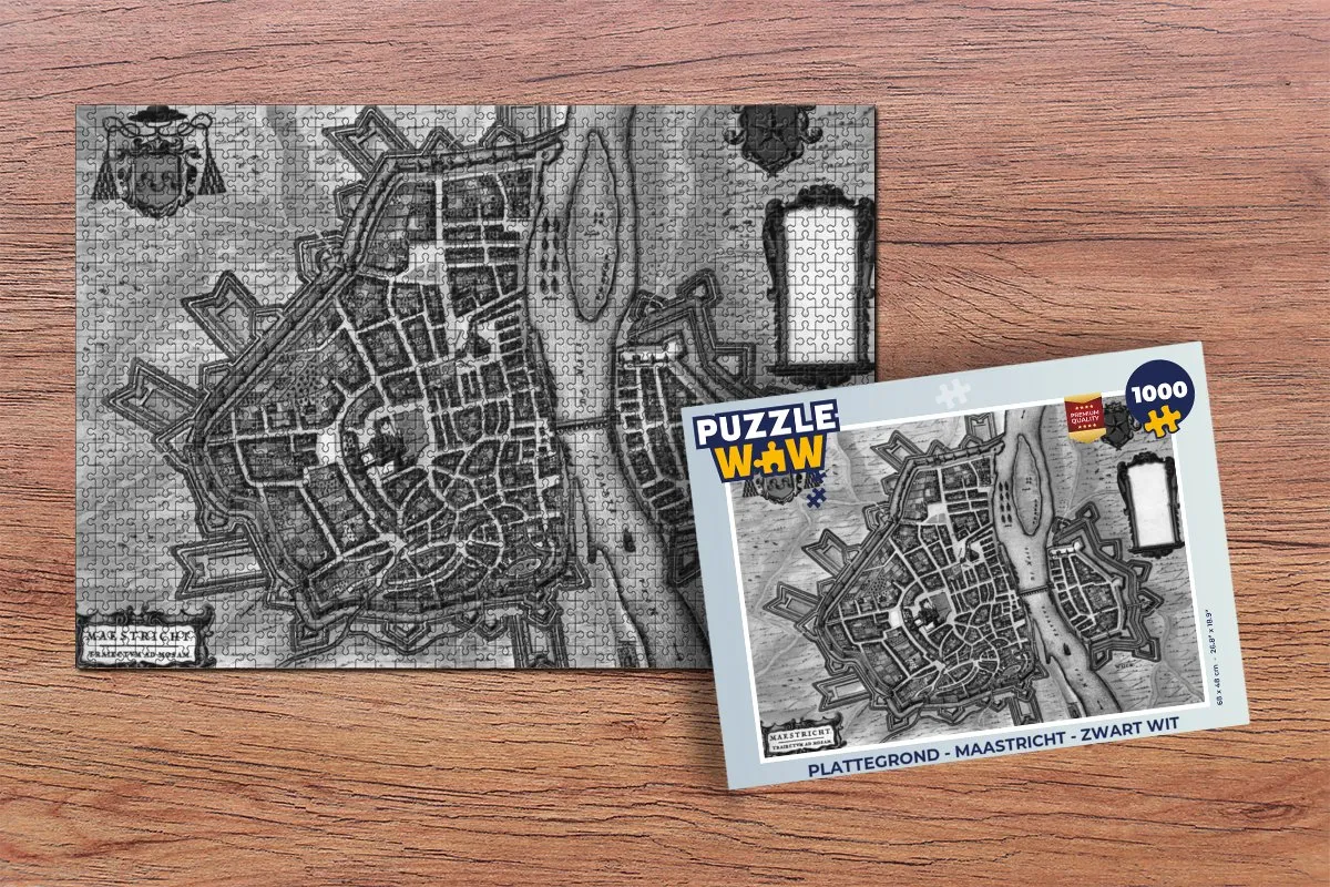 PuzzleWow Maastricht Legpuzzel 1000 Stuks - Zwart/Wit