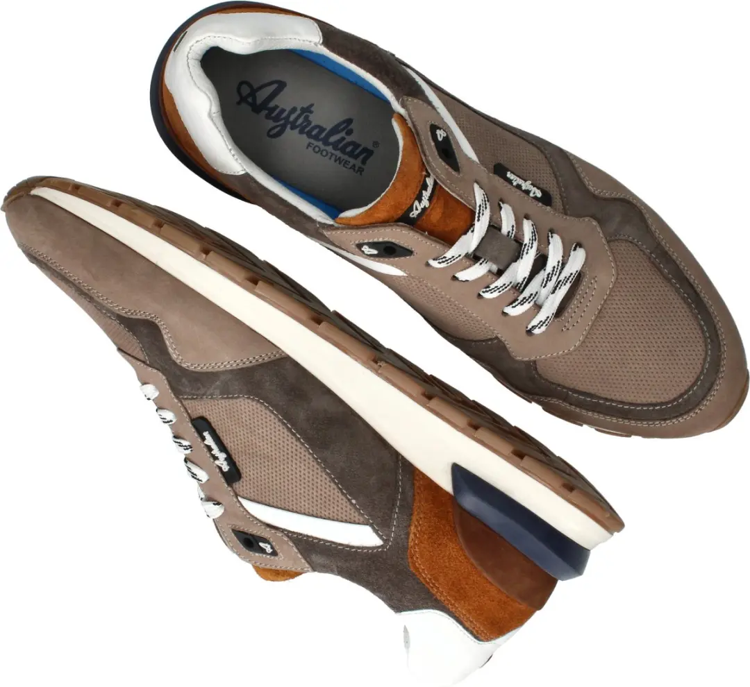 Australian Novecento Heren Sneakers - Grijs/Cognac - Maat 41 - afbeelding 5 van 6
