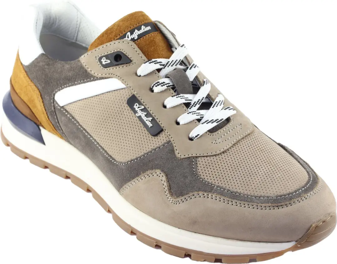 Australian Novecento Heren Sneakers - Grijs/Cognac - Maat 41 - afbeelding 2 van 6