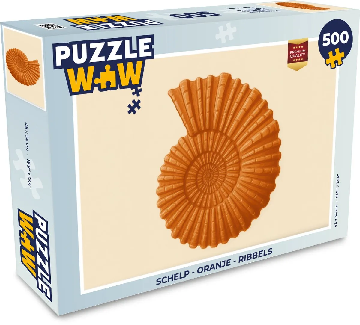 PuzzleWow Schelp Legpuzzel 500 Stuks - Oranje