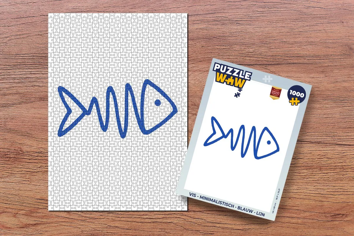 PuzzleWow Vis Minimalistisch Legpuzzel 1000 Stuks - Blauw