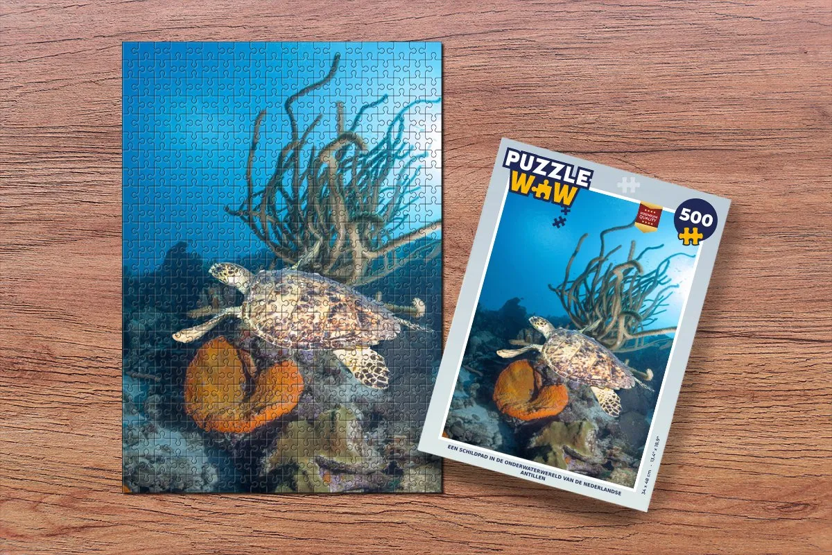 PuzzleWow Legpuzzel Schildpad Nederlandse Antillen 500 Stuks - Multicolor