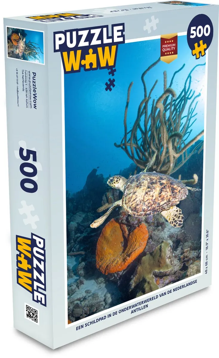 PuzzleWow Legpuzzel Schildpad Nederlandse Antillen 500 Stuks - Multicolor
