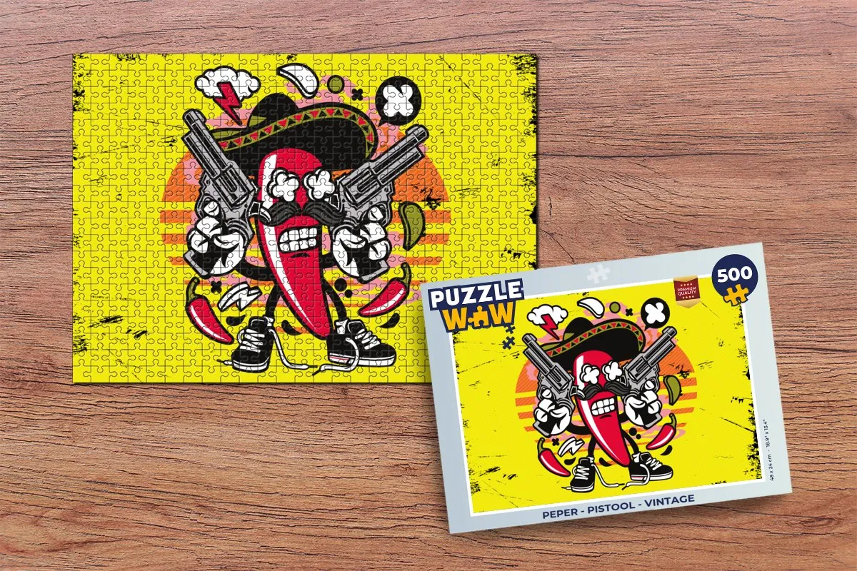 PuzzleWow Puzzel Peper Vintage Legpuzzel 500 Stuks - Multicolor