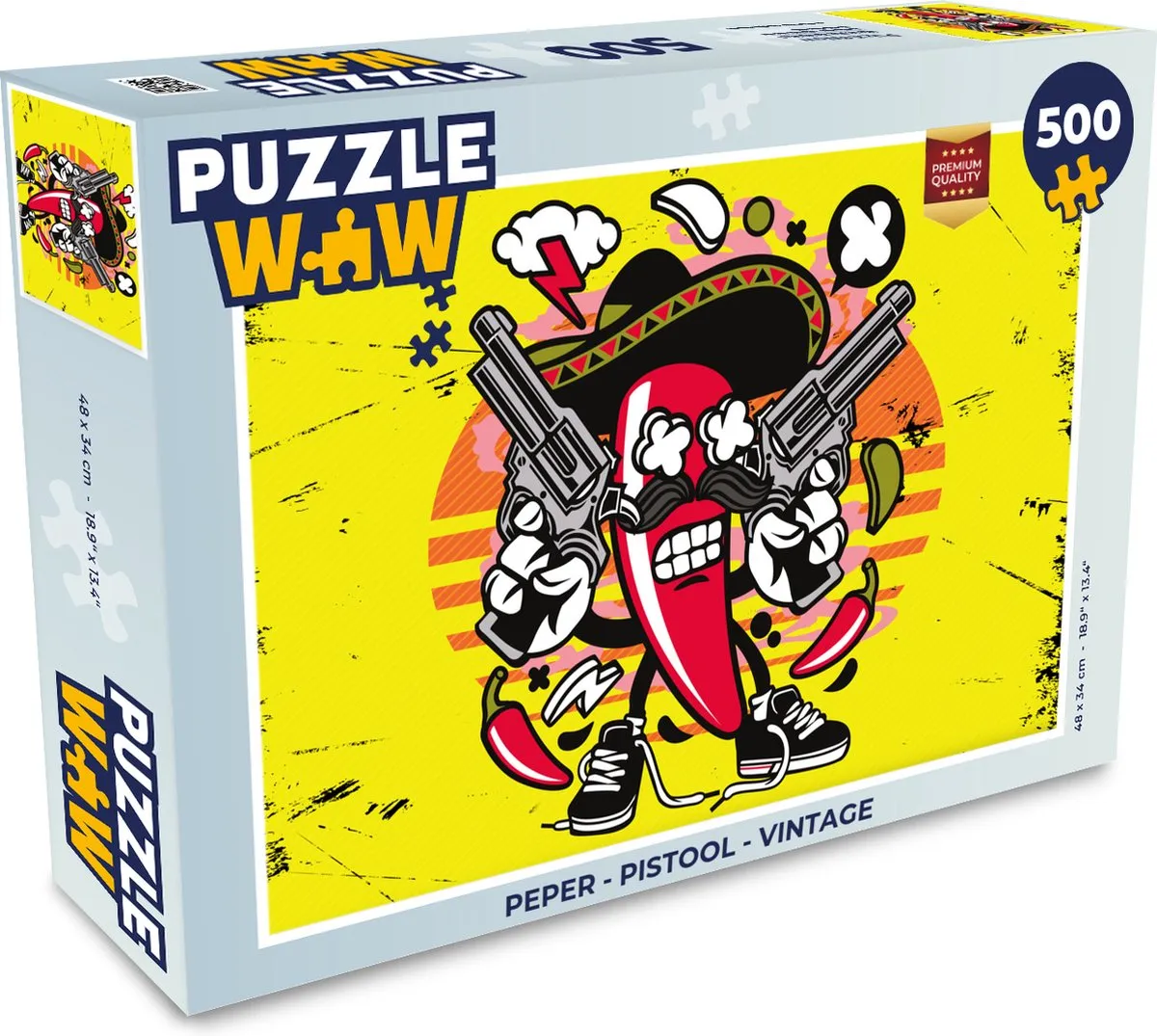 PuzzleWow Puzzel Peper Vintage Legpuzzel 500 Stuks - Multicolor