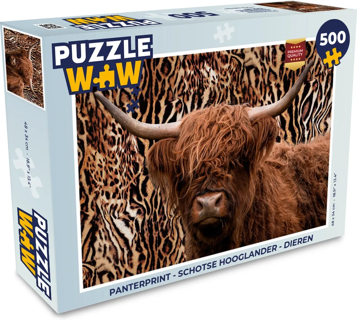 PuzzleWow Panterprint Legpuzzel 500 Stuks - Multicolor
