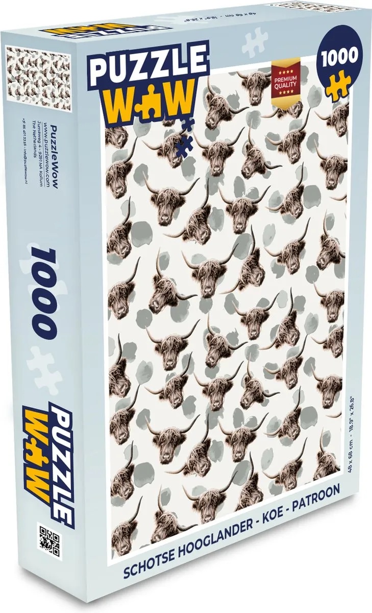 PuzzleWow Schotse Hooglander Legpuzzel 1000 Stuks - Multicolor