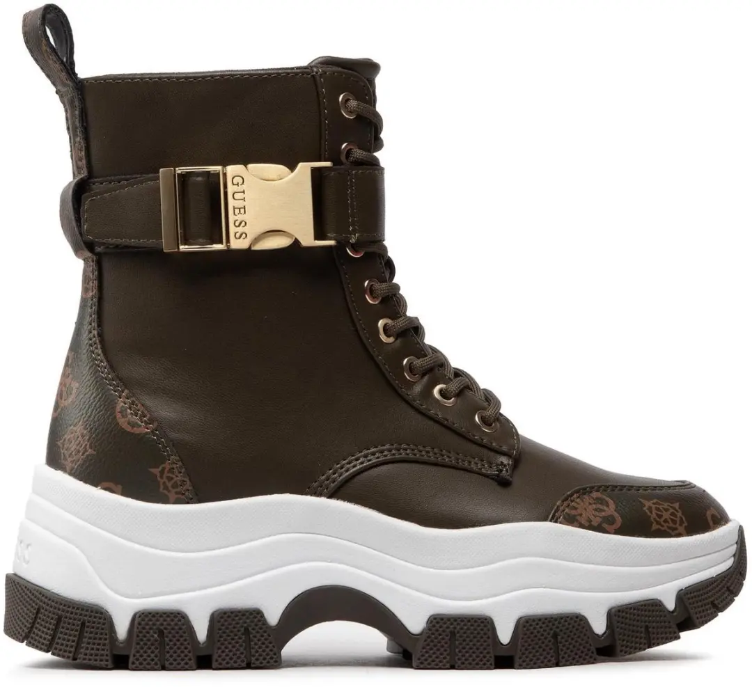 GUESS Dames Laarzen BIKERZ Sneakers Khaki Maat 36 EU Met Logo En Gesp