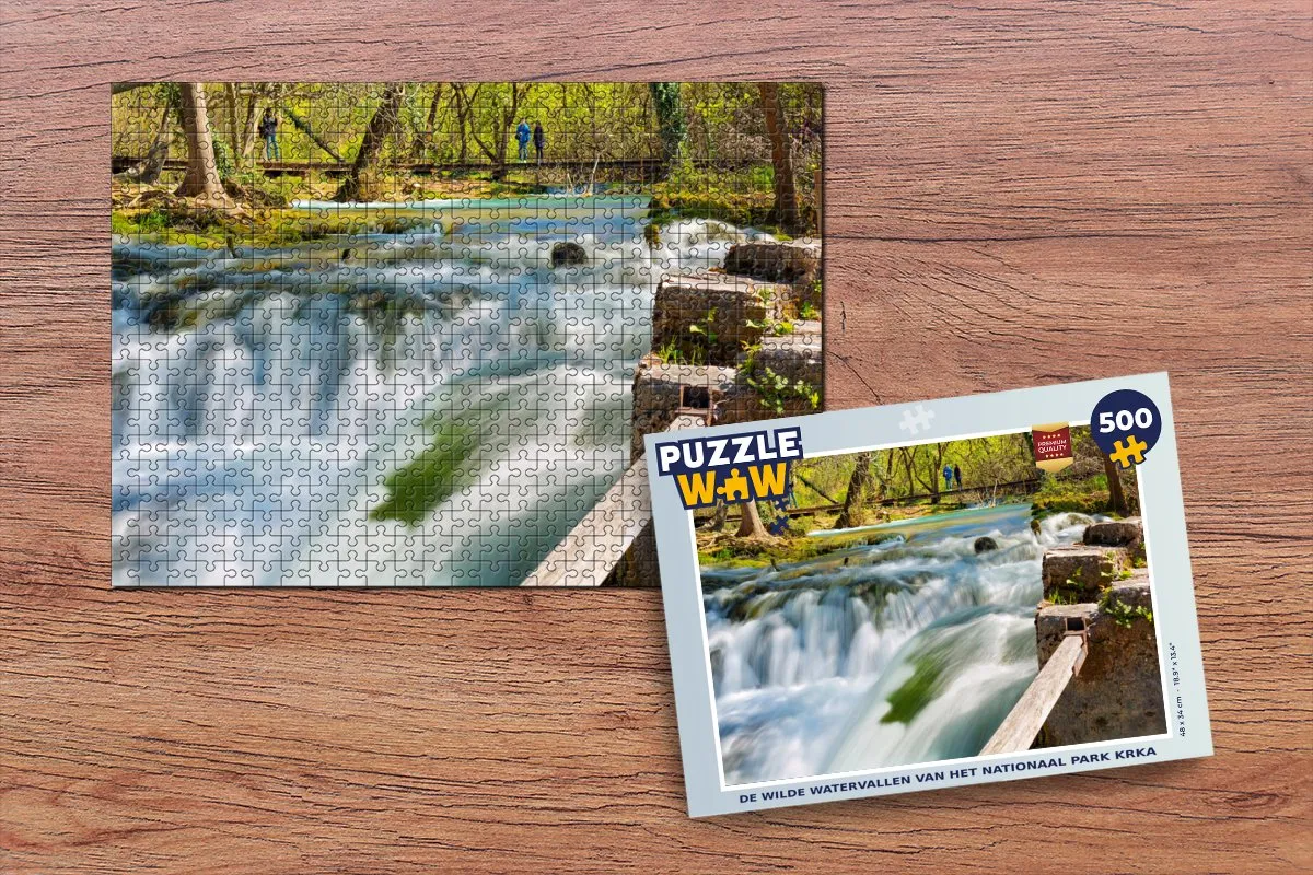 PuzzleWow De wilde watervallen van Krka Legpuzzel 500 Stuks - Multicolor
