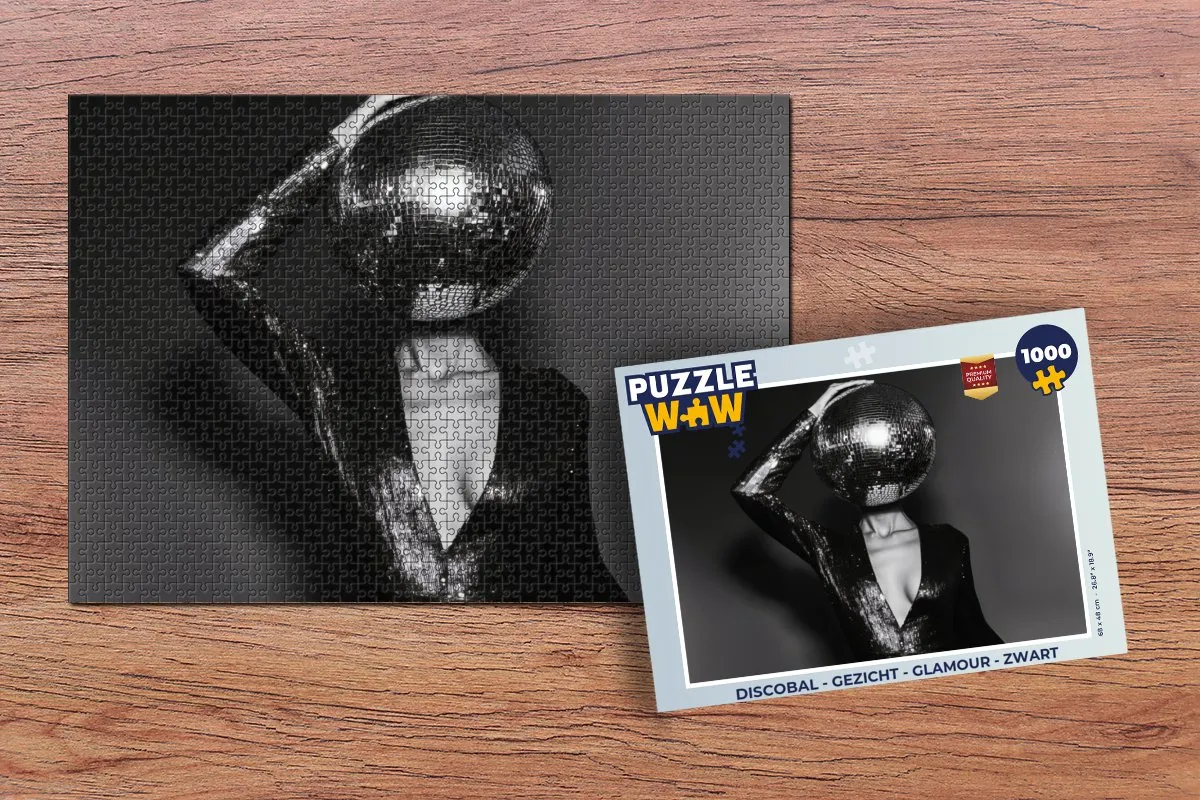 PuzzleWow Discobal Glamour Legpuzzel 1000 Stuks - Zwart