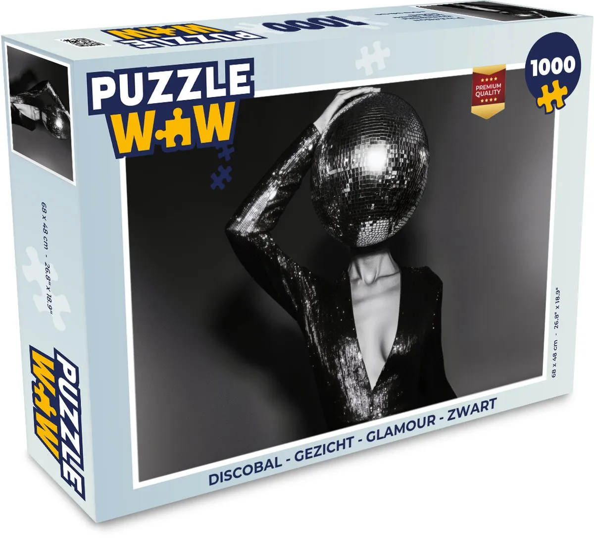 PuzzleWow Discobal Glamour Legpuzzel 1000 Stuks - Zwart