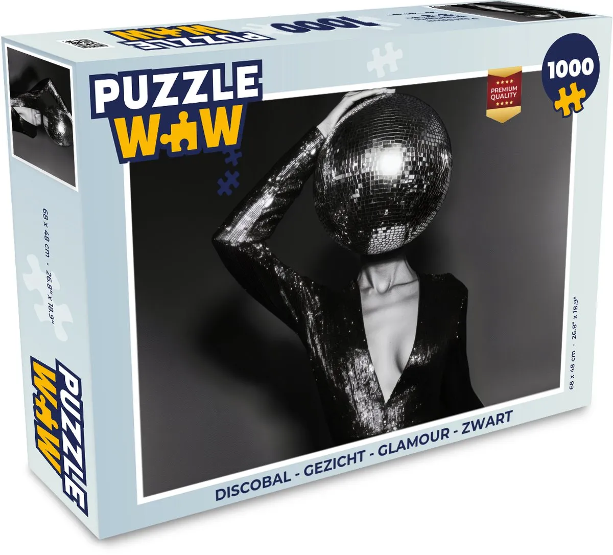 PuzzleWow Discobal Glamour Legpuzzel 1000 Stuks - Zwart