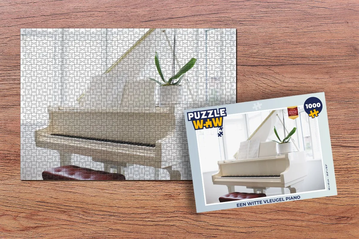 PuzzleWow Witte Vleugel Piano Legpuzzel 1000 Stuks - Multicolor