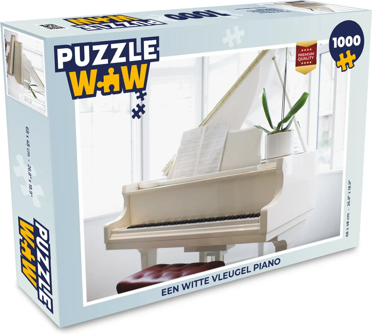 PuzzleWow Witte Vleugel Piano Legpuzzel 1000 Stuks - Multicolor