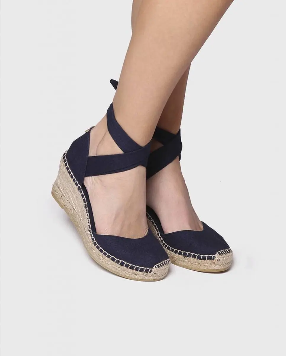 Espadrilles met sleehak en linten