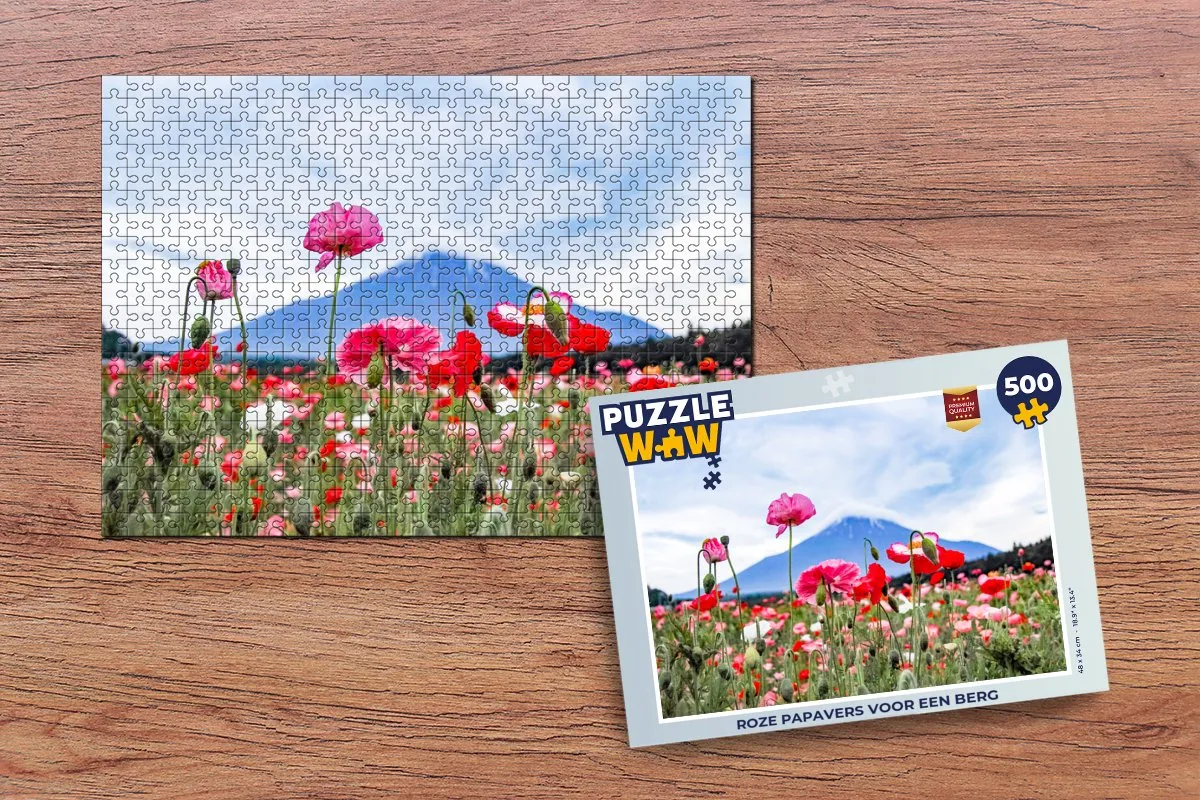 PuzzleWow Legpuzzel Roze Papavers 500 Stuks - Multicolor
