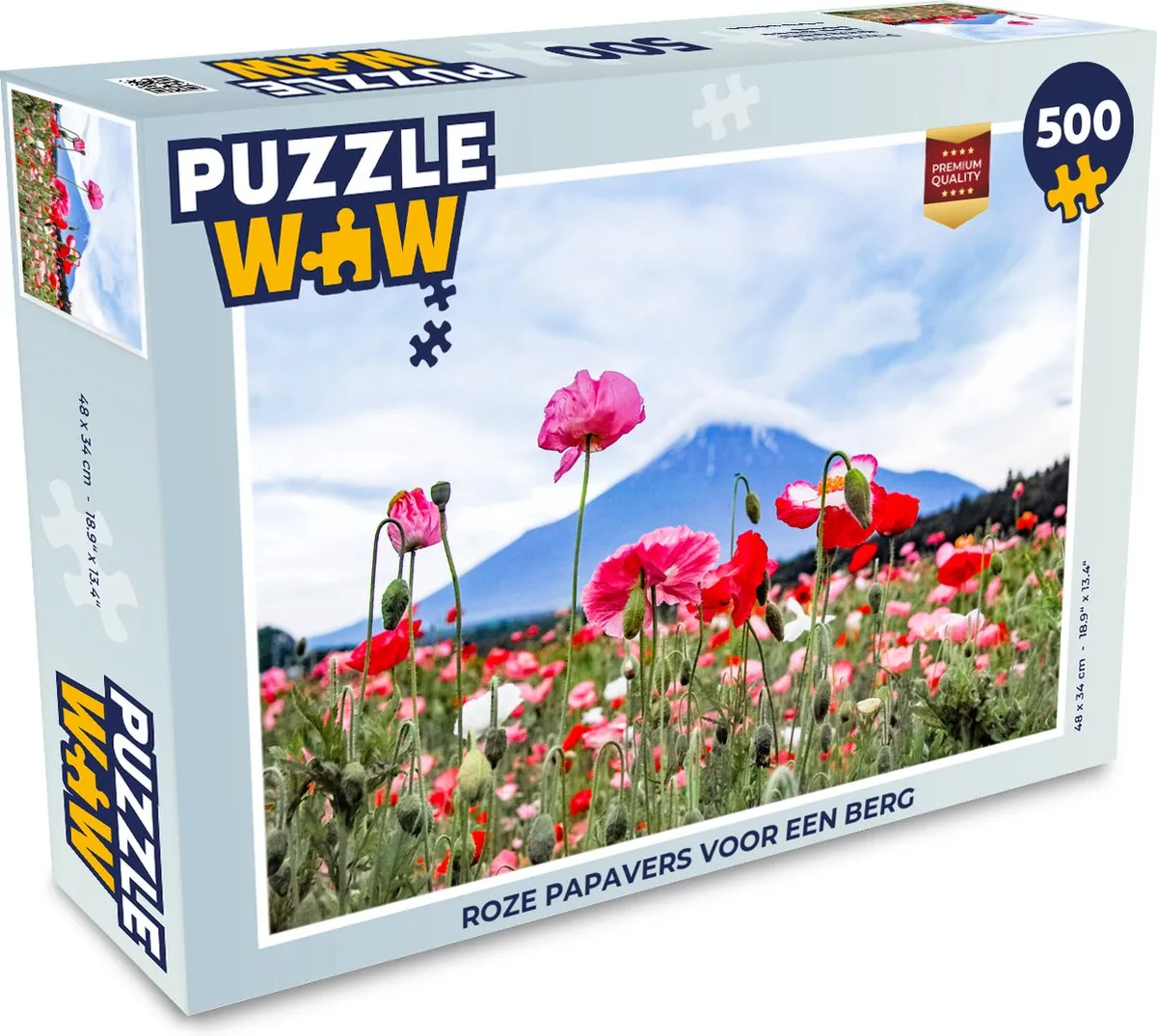 PuzzleWow Legpuzzel Roze Papavers 500 Stuks - Multicolor