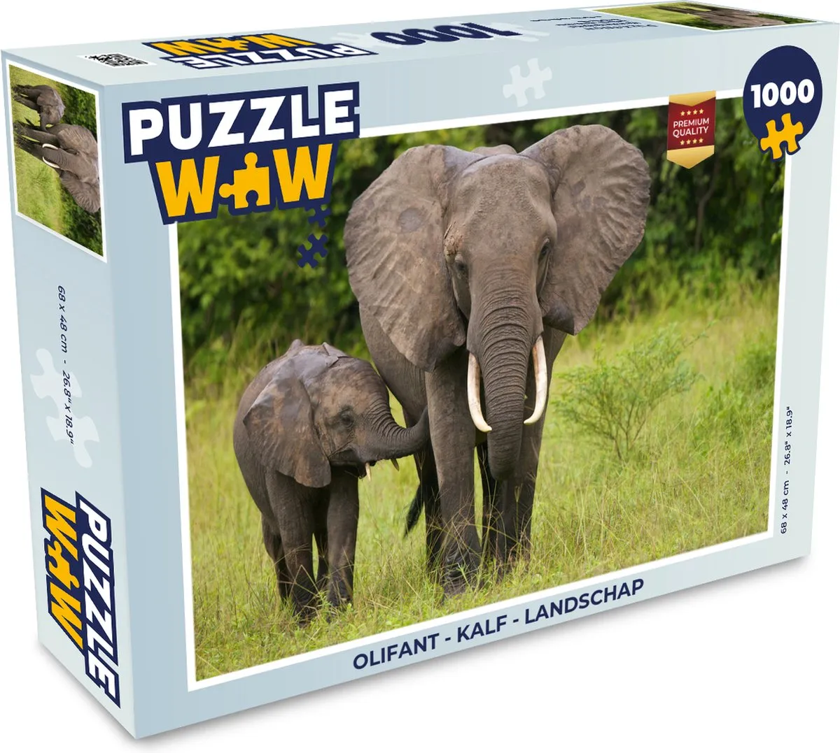 PuzzleWow Olifant Landschap Legpuzzel 1000 Stuks - Multicolor