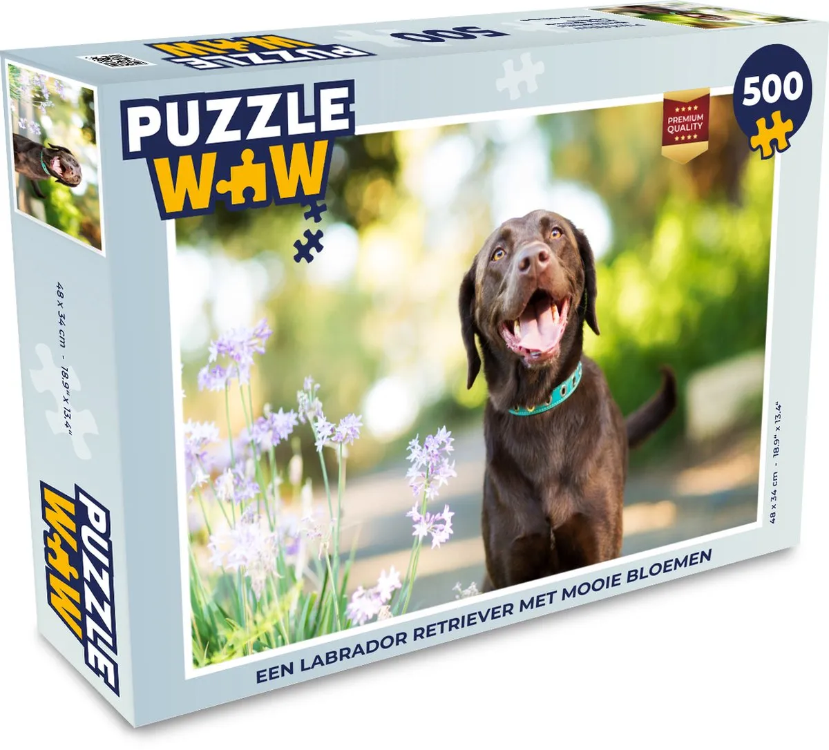 PuzzleWow Labrador Retriever Bloemen Legpuzzel 500 Stuks - Multicolor