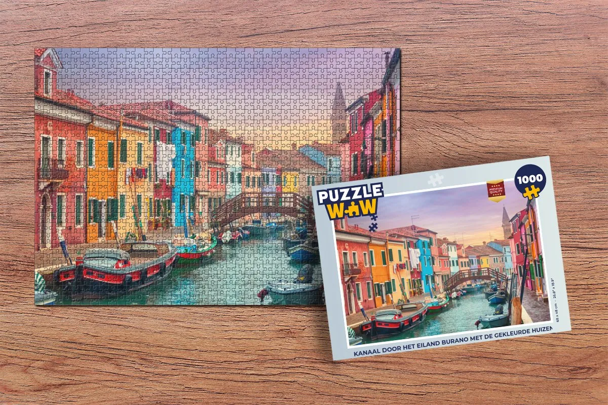 PuzzleWow Kanaal door Burano Legpuzzel 1000 Stuks - Multicolor