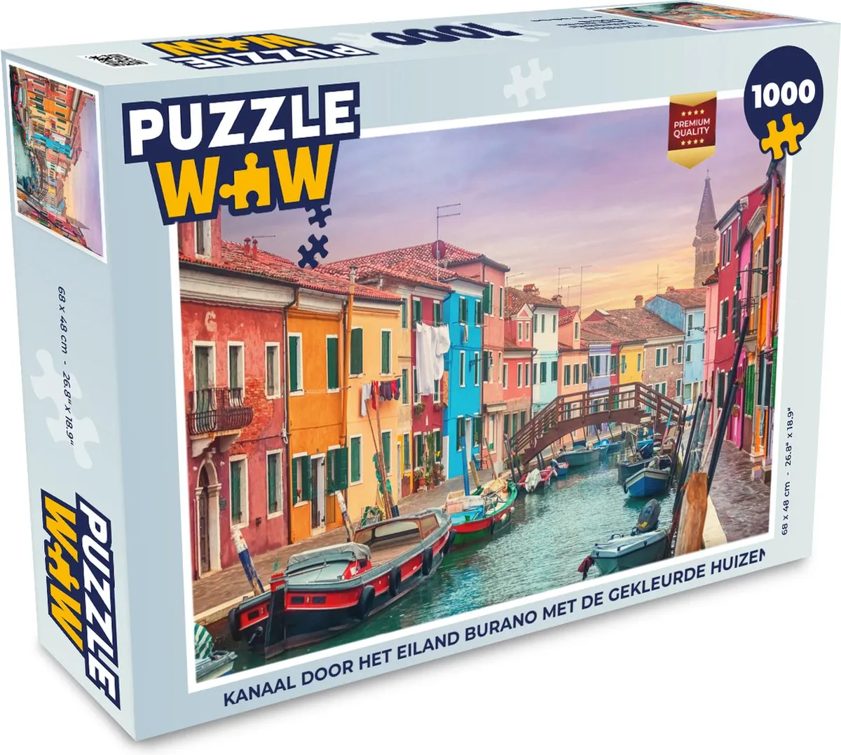 PuzzleWow Kanaal door Burano Legpuzzel 1000 Stuks - Multicolor