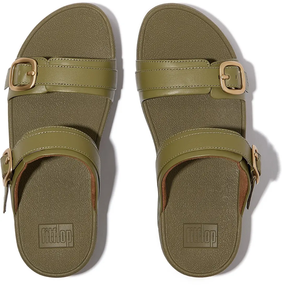 FitFlop Damen Sandalen Lulu Adjustable Slide-Leather ES7 Camo-Green-37