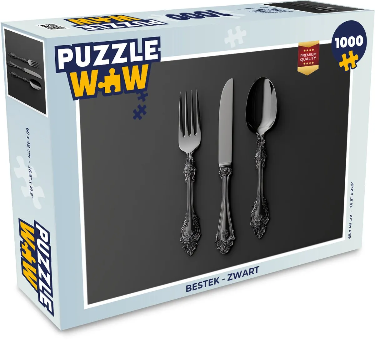 PuzzleWow Bestek Legpuzzel 1000 Stuks - Zwart