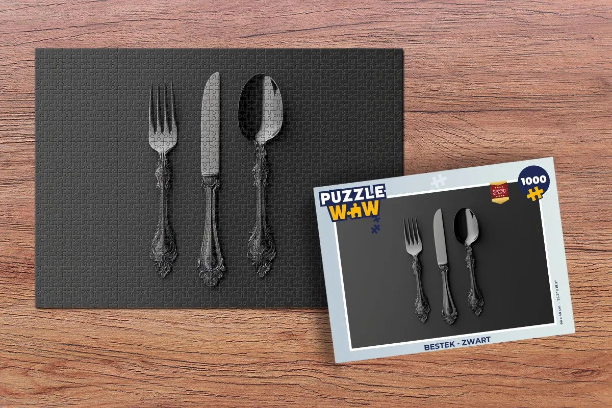PuzzleWow Bestek Legpuzzel 1000 Stuks - Zwart